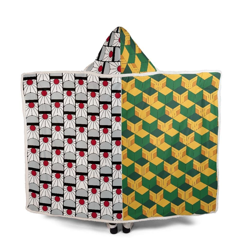 All-over Print Hooded Blanket (White Binding)