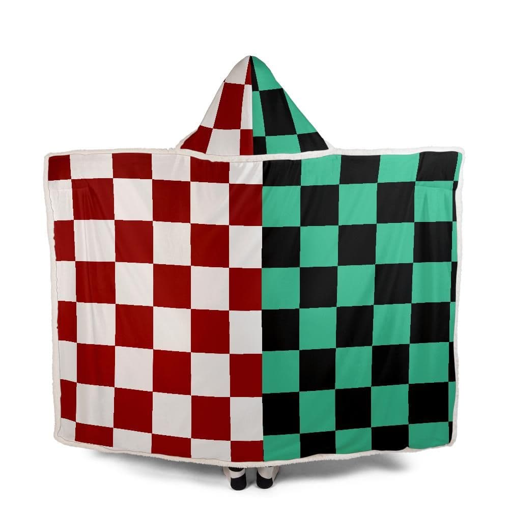 Dual Flame Check – Anime Merch Hooded Blanket