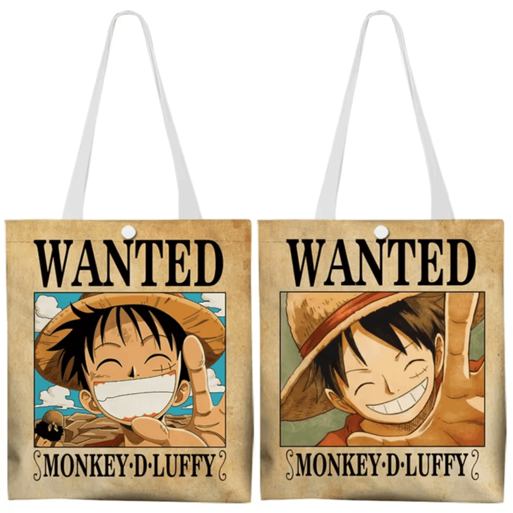 Anime One Piece Wanted Monkey D. Luffy Reusable Tote Bag
